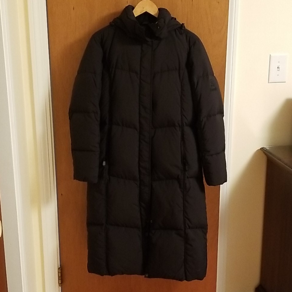 M KAMIK LONG DOWN BLACK COAT ZIP HOOD